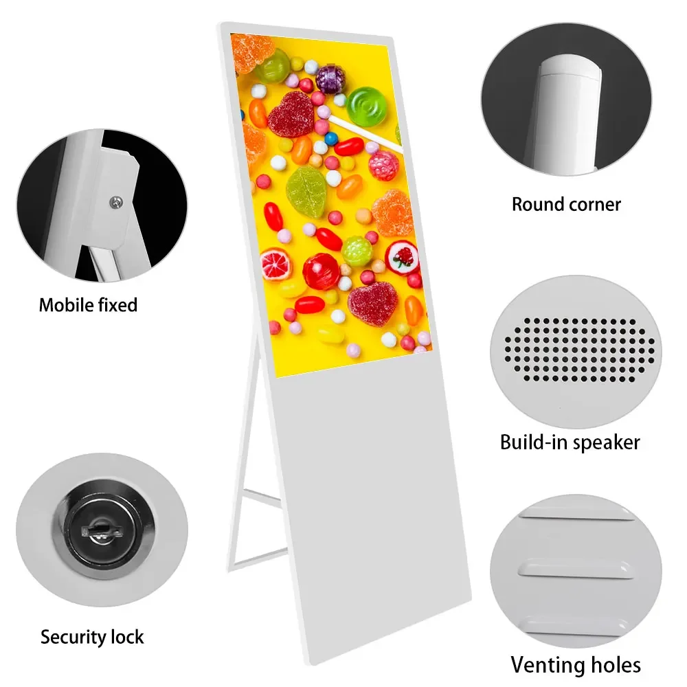 VETO a Type Portable Digital Signage 32 43 49 55 بوصة داخلي HD LCD عرض الملصق الرقمي لمتجر البيع بالتجزئة