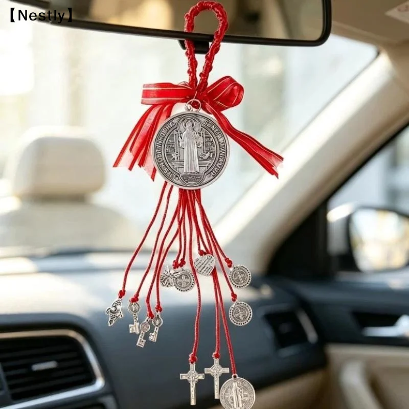 1 pièce/2 pièces Pendentif médaille vintage de Saint Benoît, ornements suspendus en alliage pour la prière, médaille de bénédiction San Benito, croix〔Nest〕