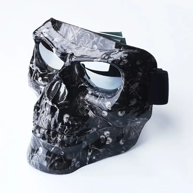 

Skull Mask Motorcycle Face Mask with Goggles Air Soft Plastic Mask Motorcycle Helmet Moto Casco Face Shield Capacete De Moto