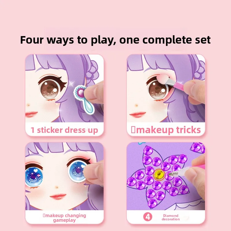 Princess-themed Handbag Gift Set for Kids: Makeup Bag Toy DIY Craft Materials for Girls: Diamond Stickers Perfect Gift Idea