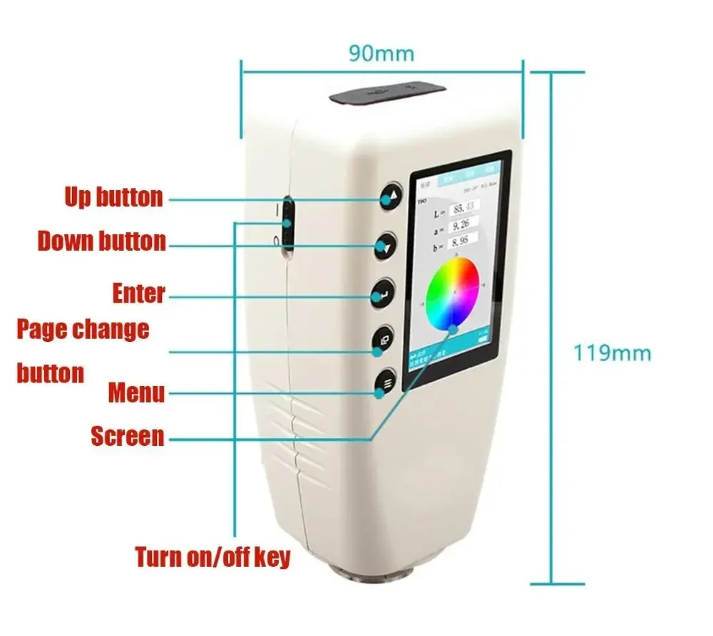 High Precision Digital Color Meter for Plane and Arc Measurement 4mm 8mm Caliber