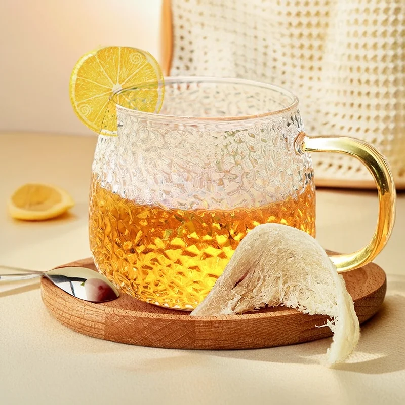 Glass Mug Japanese Hammer Pattern Glass with Ins Style Household Simple Teacup with Handle Tea Separation Cup Coffee Mug 2