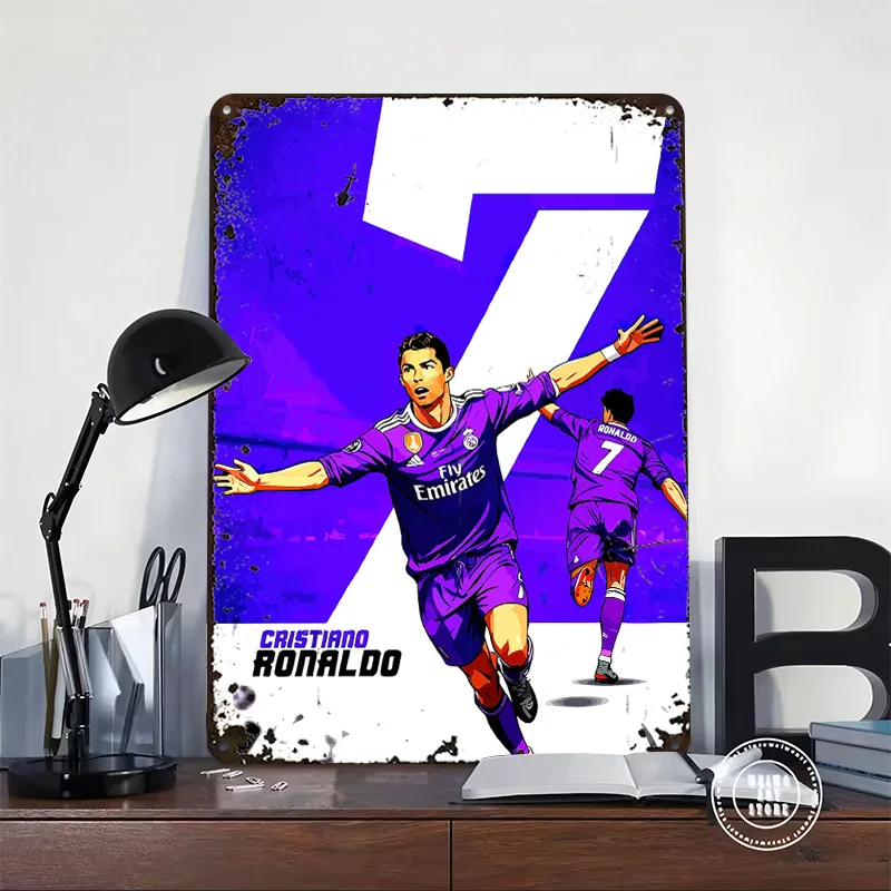 Cristiano Ronaldo Printed Poster Customized Wall Art Retro Vintage Metal Tin Signs for Gaming Room Decoration Garage Decorations
