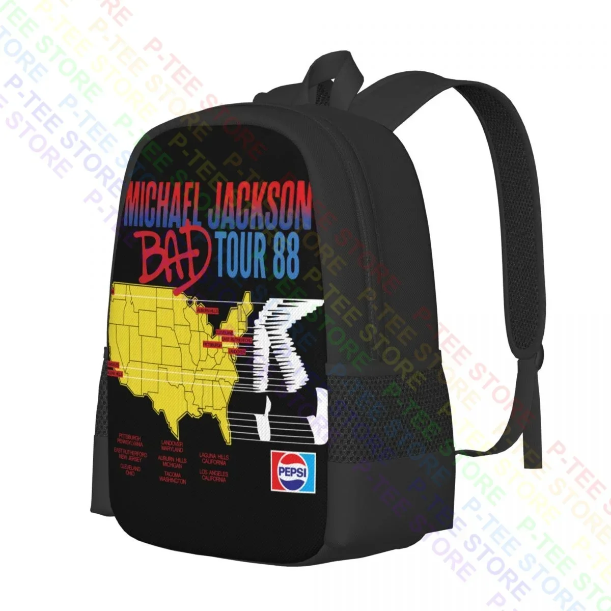 Michael Jackson Bad Tour 1988. P-1170Backpack Large Capacity Shoe Bag Personalised
