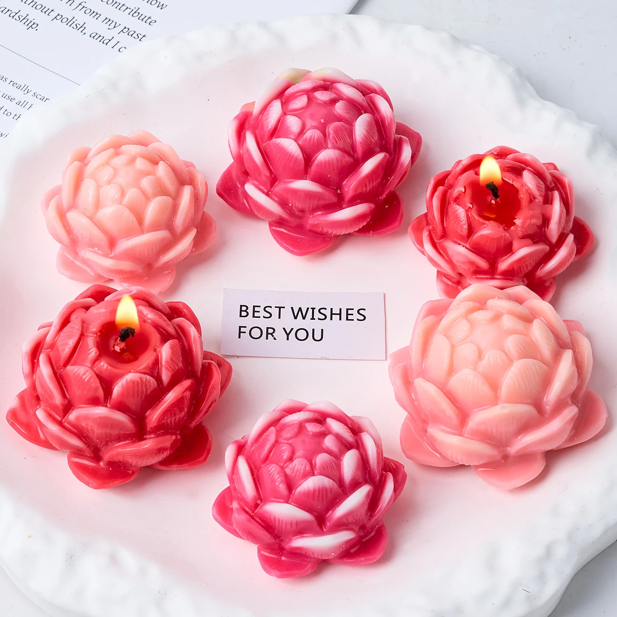 3D Lotus Silicone Candle Mold DIY Flower Aromath Candles Soap Molds Plaster Resin Chocolate Baking Making Home Decor Craft Gifts