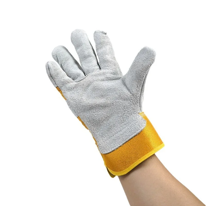 Genuine Cowhide Welding Protective Gloves, Anti-scald Heat-insulating & Wear-resistant, Cost-effective Hand Protection for Work