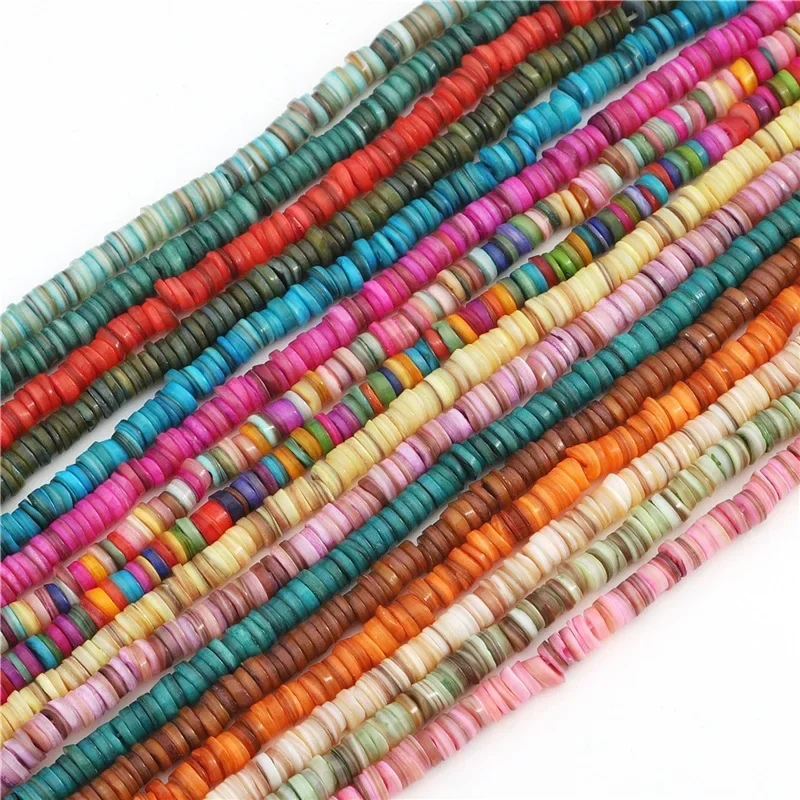 JOYAGIFT 6mm Dyed Shell Heishi Beads Disc Spacer Flat Round Washer Loose Beads for Jewelry Making Bracelet Necklace DIY Craft