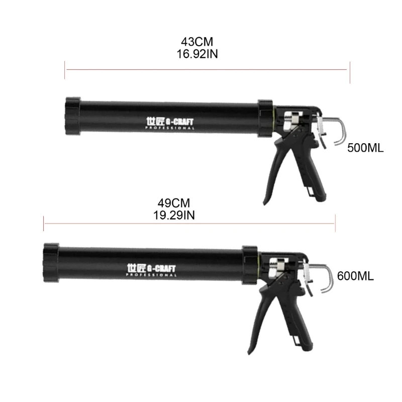 

600ml/500ml Glass Glues Guns Prevent Spillage Feature Manual Caulking Guns Nozzle Caulking Tool Perfect for Home Repairs