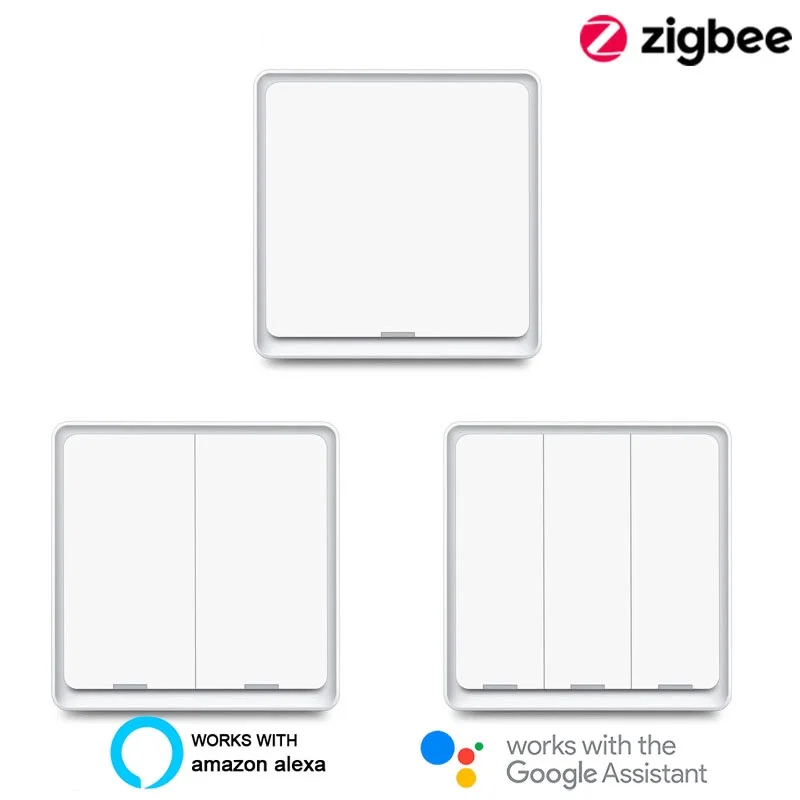 

Zigbee Smart Switch EU UK 1/2/3 Gang 220V With Neutral Tuya Smart Life Wall Light Push Button Switch Work With Alexa Google Home