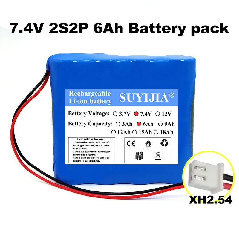 2S2P 7.4 فولت 6000 مللي أمبير 18650 بطارية ليثيوم حزمة 2S2P 6Ah الصيد مصباح ليد سمّاعات بلوتوث 8.4 فولت الطوارئ لتقوم بها بنفسك بطاريات مع PCB #2