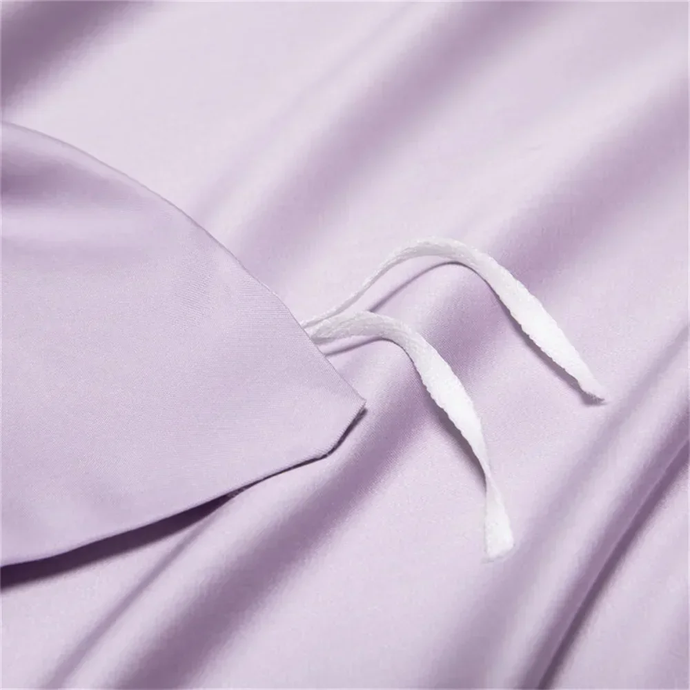 Lofuka Lady Purple 100% Pure Silk Bedding Set Beauty Double Queen King Quilt Cover Flat Sheet Pillowcase For Healthy Sleep