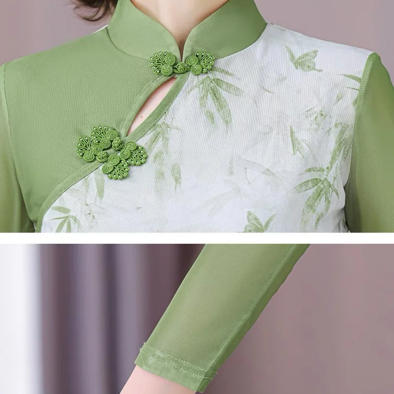 الصيف النساء التقليدية فيتنام شيونغسام دعوى الشرقية المطبوعة مأدبة مساء فستان الرقص مرحلة أزياء مسرحية