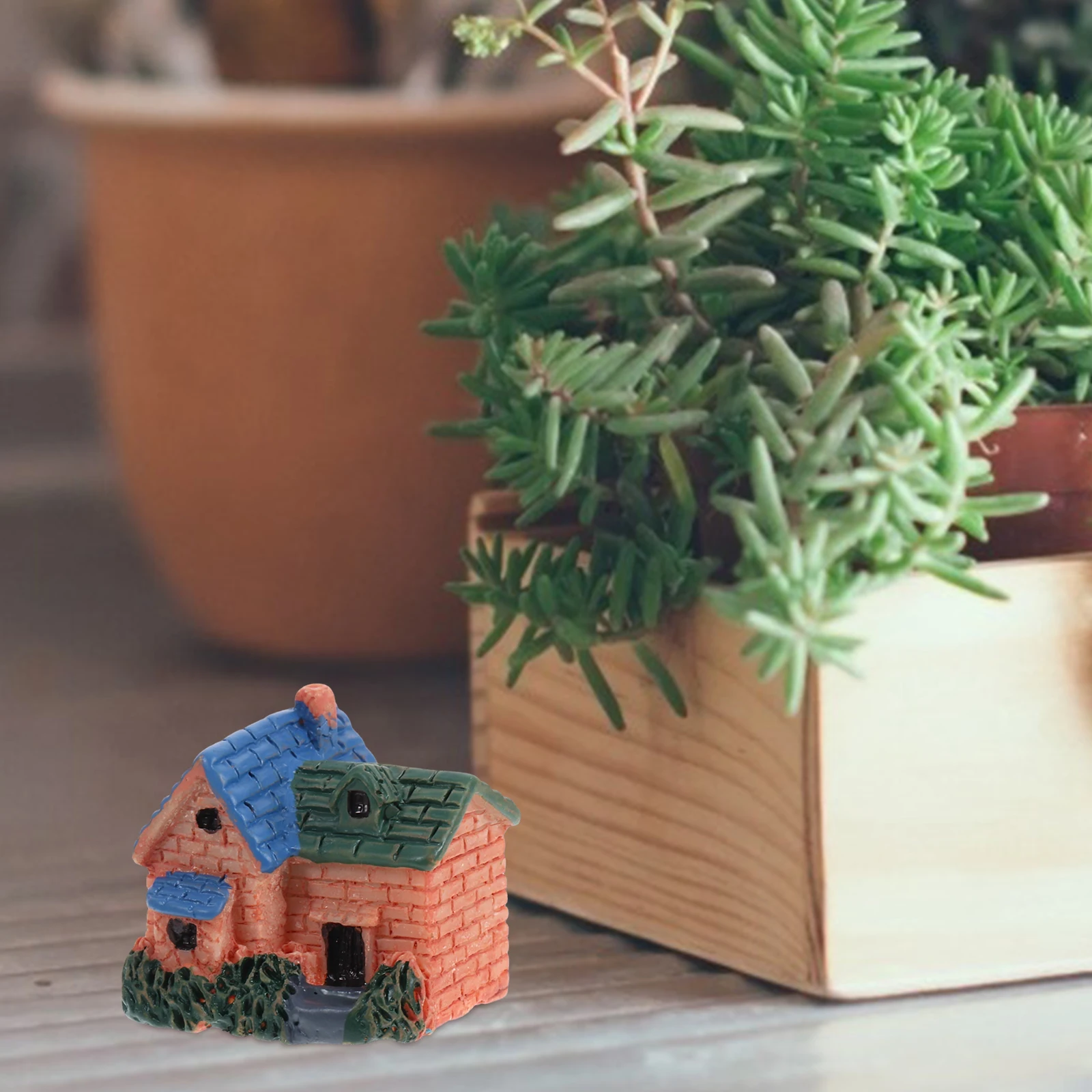 

6pcs Miniature Resin Fairy Garden Houses Thatched Huts Waterproof Micro Landscape Crafts For Terrarium Bonsai Dollhouse Desktop