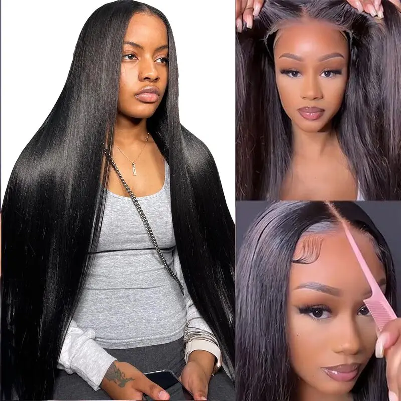 13x4 13x6 HD Transparent Lace Front Human Bling Hair Wigs For Women Pre Plucked Brazilian 36 30inch Straight  Lace Closure Wigs