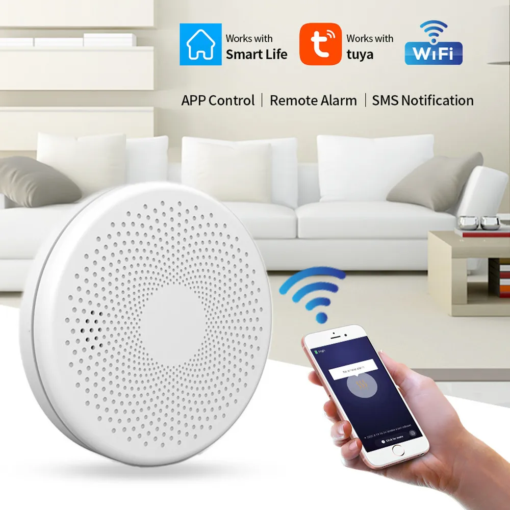 Tuya Wifi 2 in 1 Smoke CO Alarm Gas Detector Smart Life Smoke Sensor & Carbon Monoxide Co Gas Detector Smoke Fire  Alarm