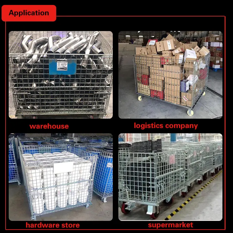 Classic Square Competitive Price Warehouse Folding Stackable Steel Welded Mesh Wire Container Storage Cage For Cargo Storage