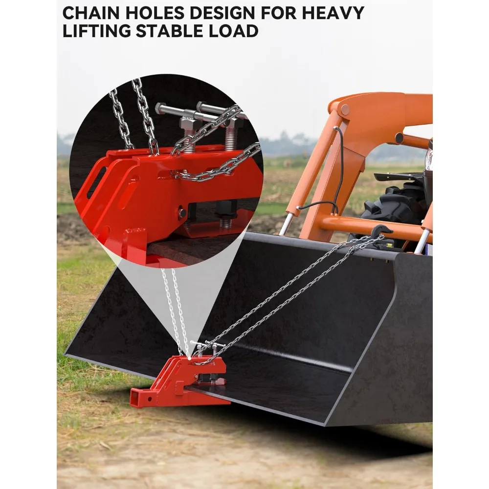 2024 New Upgraded Tractor Clamp on Trailer Hitch Receiver, Tractor Bucket Hitch Non-Slip 2" Ball Mount Adapter for Tractor