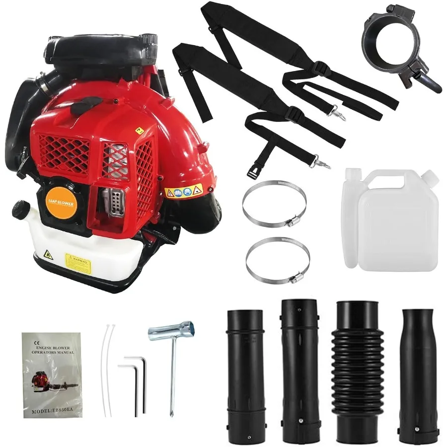 

Рюкзак с газовым двигателем, 80CC 900CFM, 2-тактные бензиновые воздуходувки для листьев для экстремальной работы, 900CFM, идеально подходят для ухода за газоном и сада.