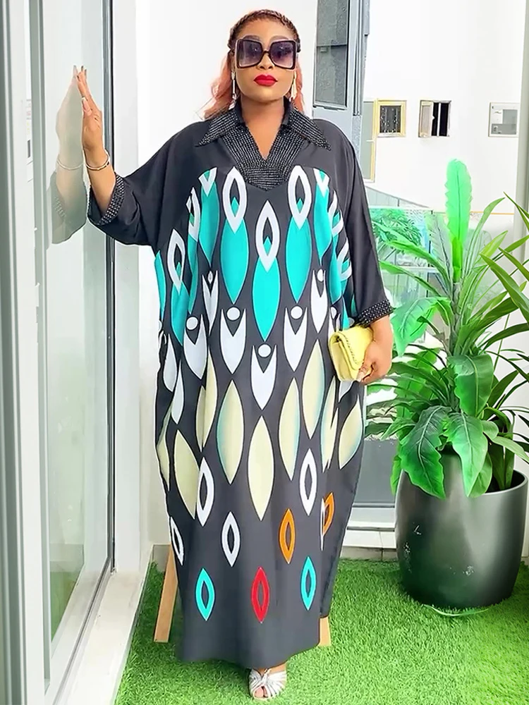 

2024 Autumn Clothes Elegant Women Shirt Dresses African Dashiki Print Maxi Robes Party Evening Gowns Turkey Dubai Muslim Kaftans