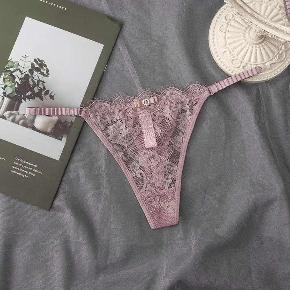 

Прозрачные бесшовные полые сексуальные трусы с низкой талией для девочек, стринги с цветочным принтом, кружевные стринги, женские трусы