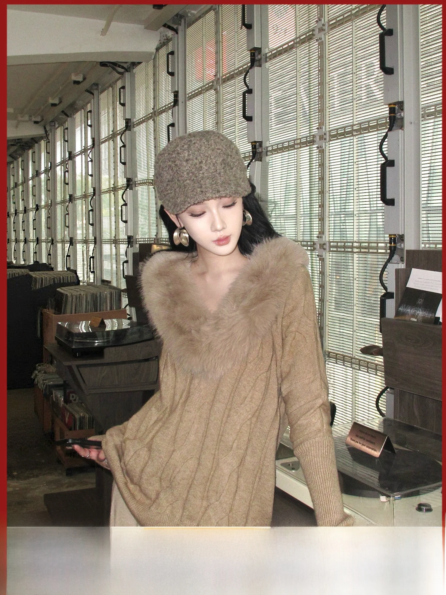 

Limited Time Knitted Top Women's Sle Straight Cut V-Ne Long Sve Regular Thin Pure Color Commute Faion