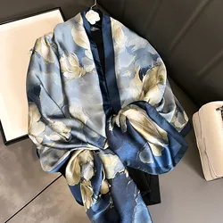 180*90cm Women Silk Female Classic Leopard Scarves Ladies Beach Wrap Chiffon Shawl Soft Sunscreen Foulard Muffler Bandanna Pareo