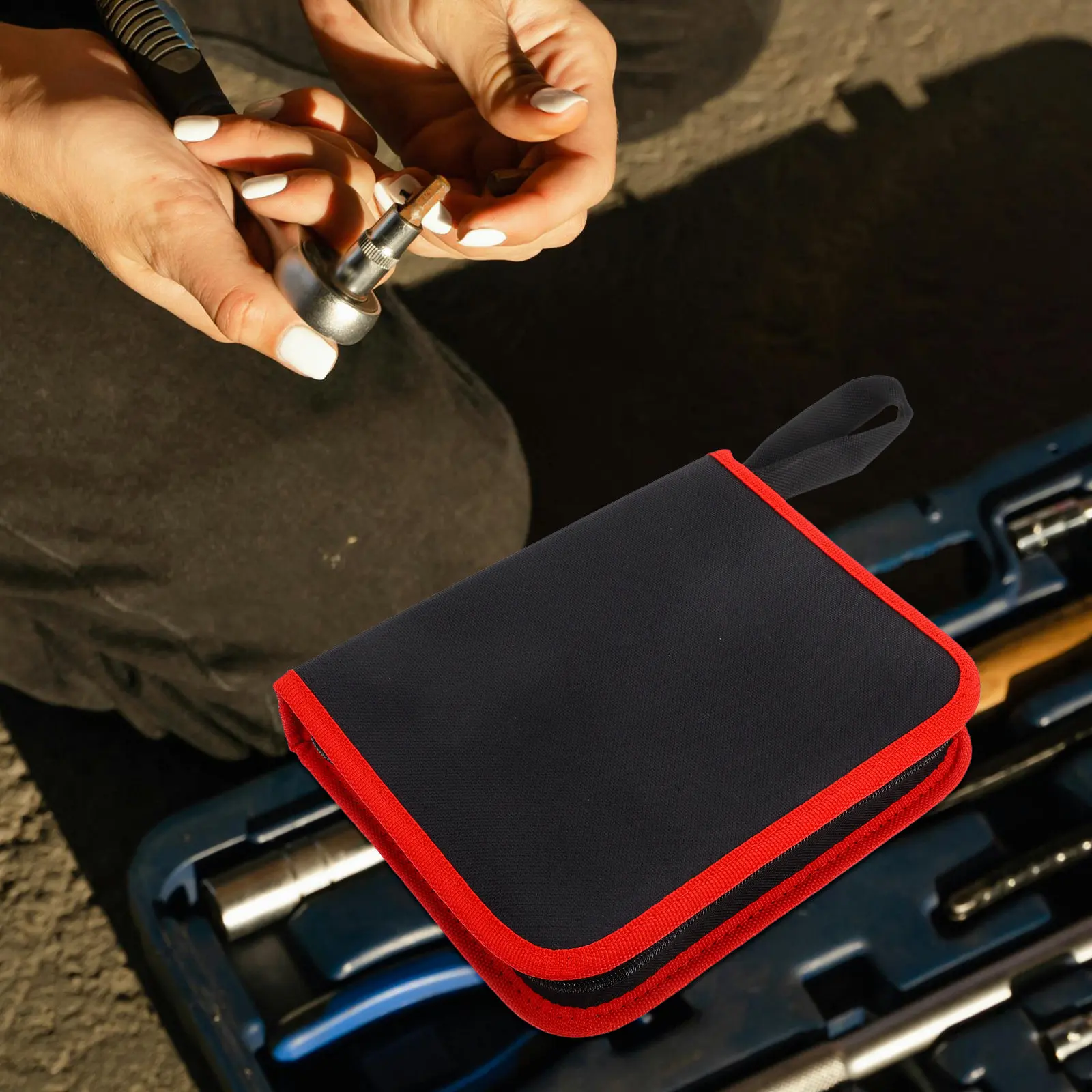 Portable Drill Bit Storage Bag 2 Pack Oxford Fabric Zippered Tool Organizer Pouch for Workshop