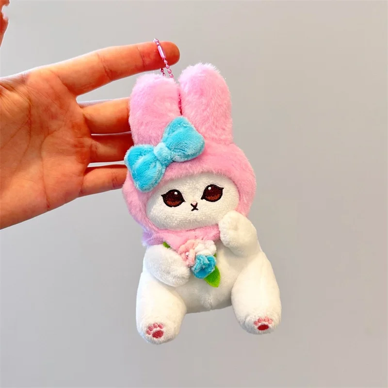 12/20cm ตุ๊กตาน่ารักตุ๊กตาแมวกลายเป็นกระต่ายสุนัขแมวตุ๊กตาของเล่นจี้น่ารักพวงกุญแจกระเป๋าจี้ของขวัญคริสต์มาส