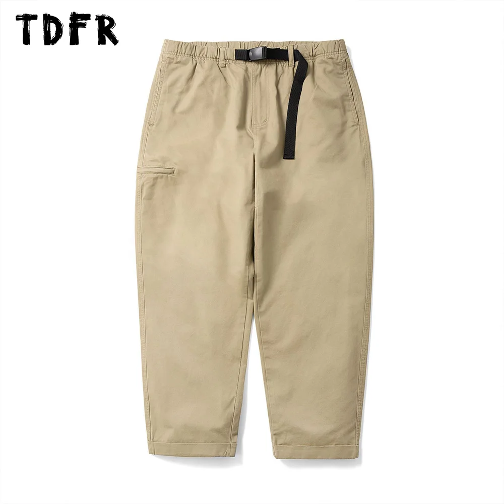 Solid Color Cargo Pants Mens with Belt Safari Style Casual Loose Wide Leg Pants Men Trousers