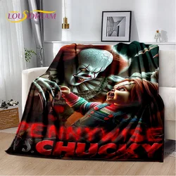 Horror Movie Character Chucky Saw Pennywise Halloween Soft Flannel Blanket for Beds Bedroom Sofa Picnic,Throw Blanket for Cover