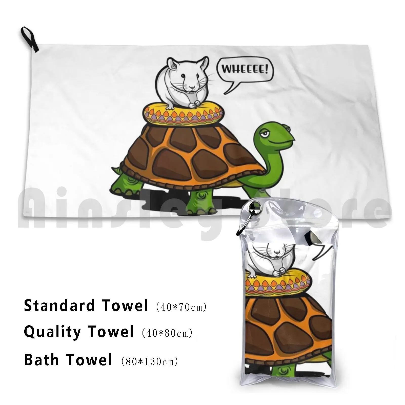 Hamster Riding Turtle Bath Towel Beach Cushion Hamster Hamster Lover Funny Animals Animal Lover Woodland Animals