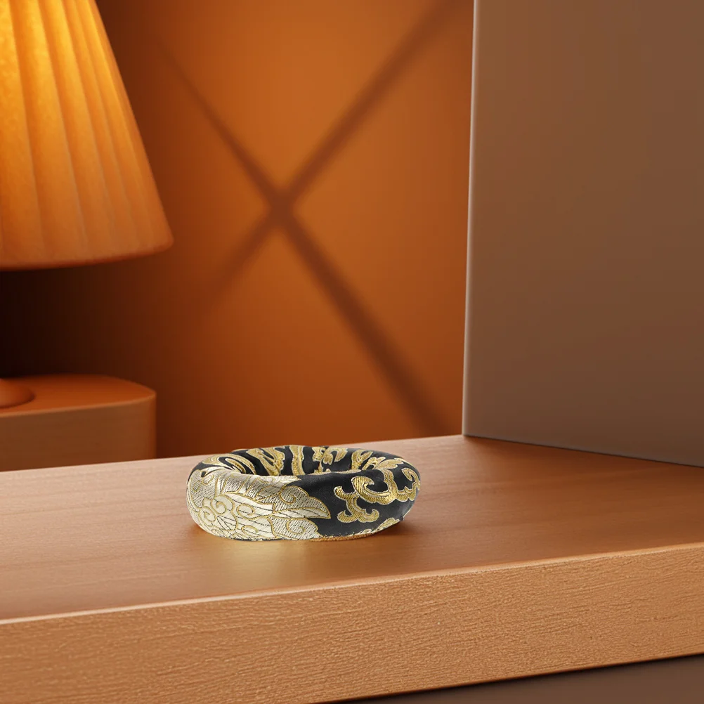 手作り刺繍サウンドボウルクッション 10cm 丸型 ブロケードアートシルク枕 ヨガ瞑想用 ディスプレイ楽器アクセサリー