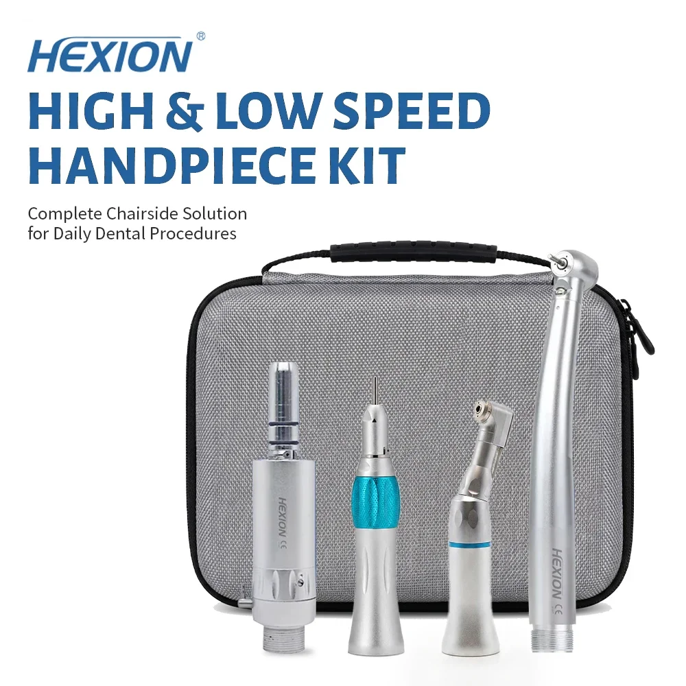 HEXION 1-5 Stück/Set LED Hochgeschwindigkeits-Dentalhandstück N Tape Kit mit E-Generator, Drehmomentkopf & Druckknopf - 3 Wassersprays 2/4 Löcher