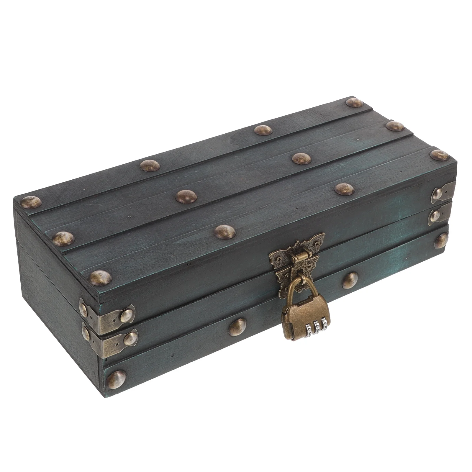 

Retro Wooden Jewelry Box Vintage-Style Storage Case Metal Frame Trinket Organizer Decorative Desktop Box