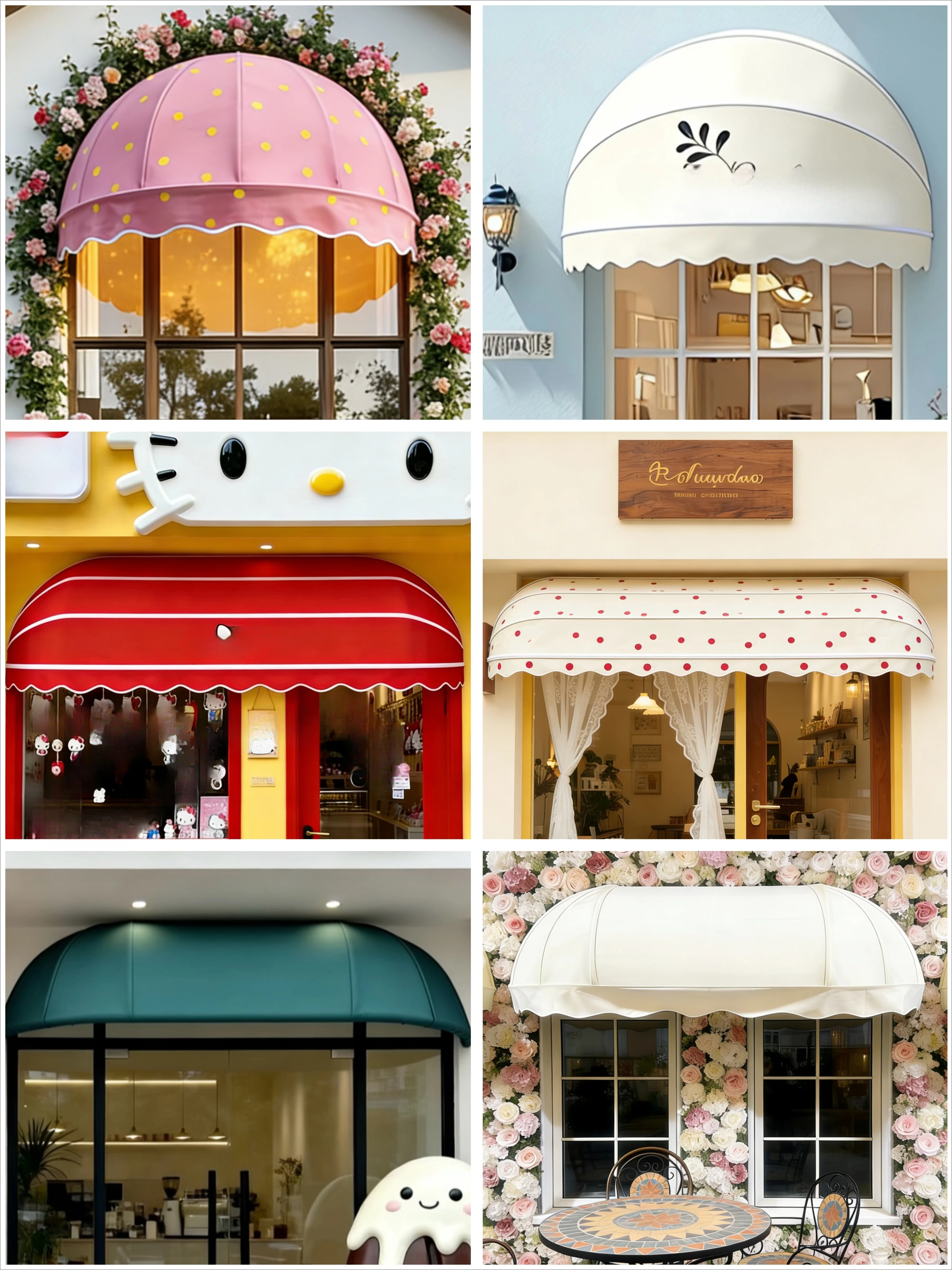 French curved canopy door head decoration fixed trapezoidal awning folding semi-circular watermelon canopy