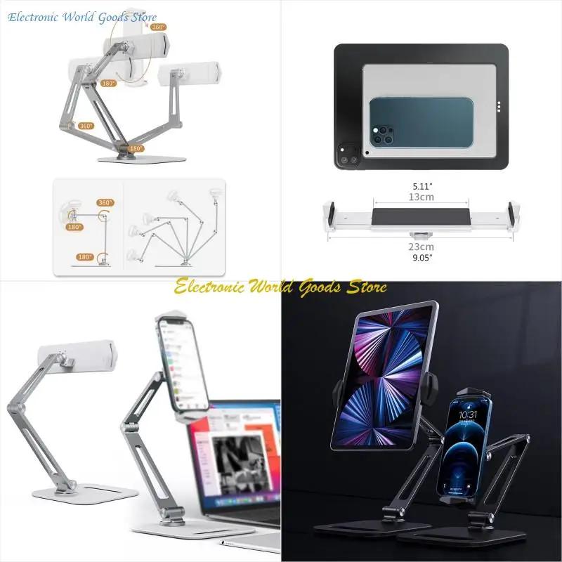 

A3PD BONERUY Folding Adjustable Tablet Riser Rack Alloy Desktop Pad Phone Holder Portable Universal Non Slip Stand 5-9inch
