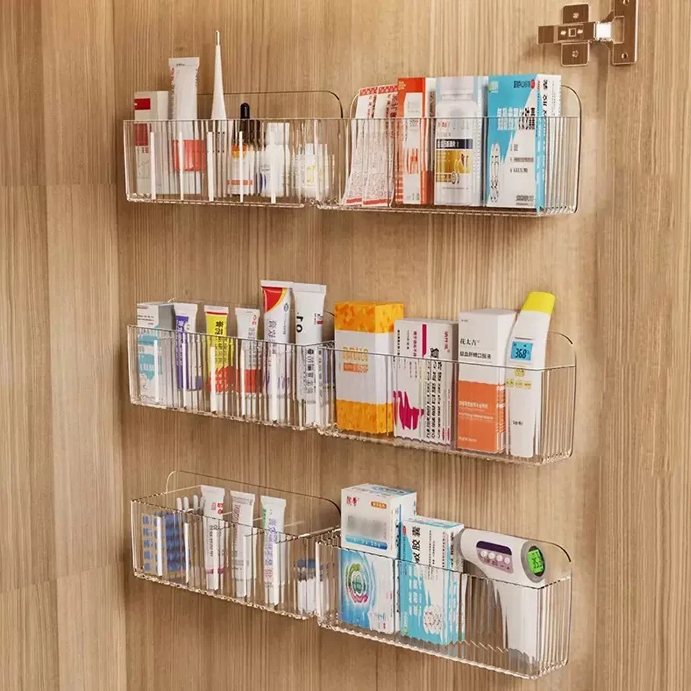 Spiegelschrank-Aufbewahrungsbox, stanzfrei, Wandmontage, mit Trennwänden, Badezimmerspiegelschrank, Kosmetik, Lippenstift, Maske, Aufbewahrungsregal