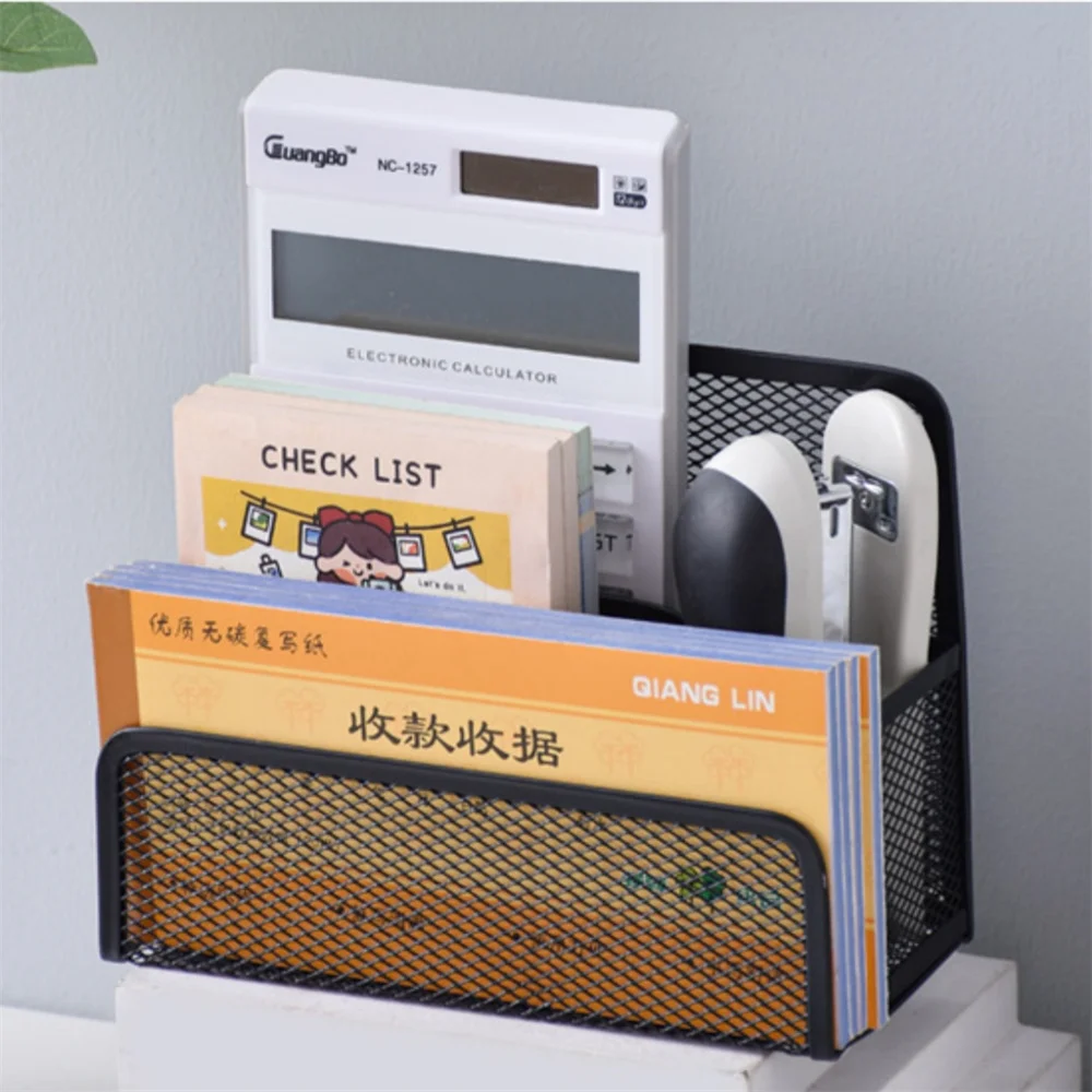 Mesh Desk Organizer Metal Desktop Office Supplies Multi-Functional Pen Holder Stationery with Compartment Drawer for Office Home