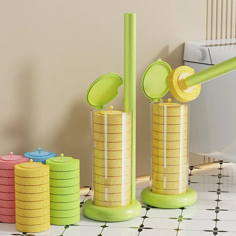 ~Disposable Toilet Brush Set Bathroom Dead-Spot-Free Sterile Household Disposable Replaceable Cleaning Brush Head Toilet Brush