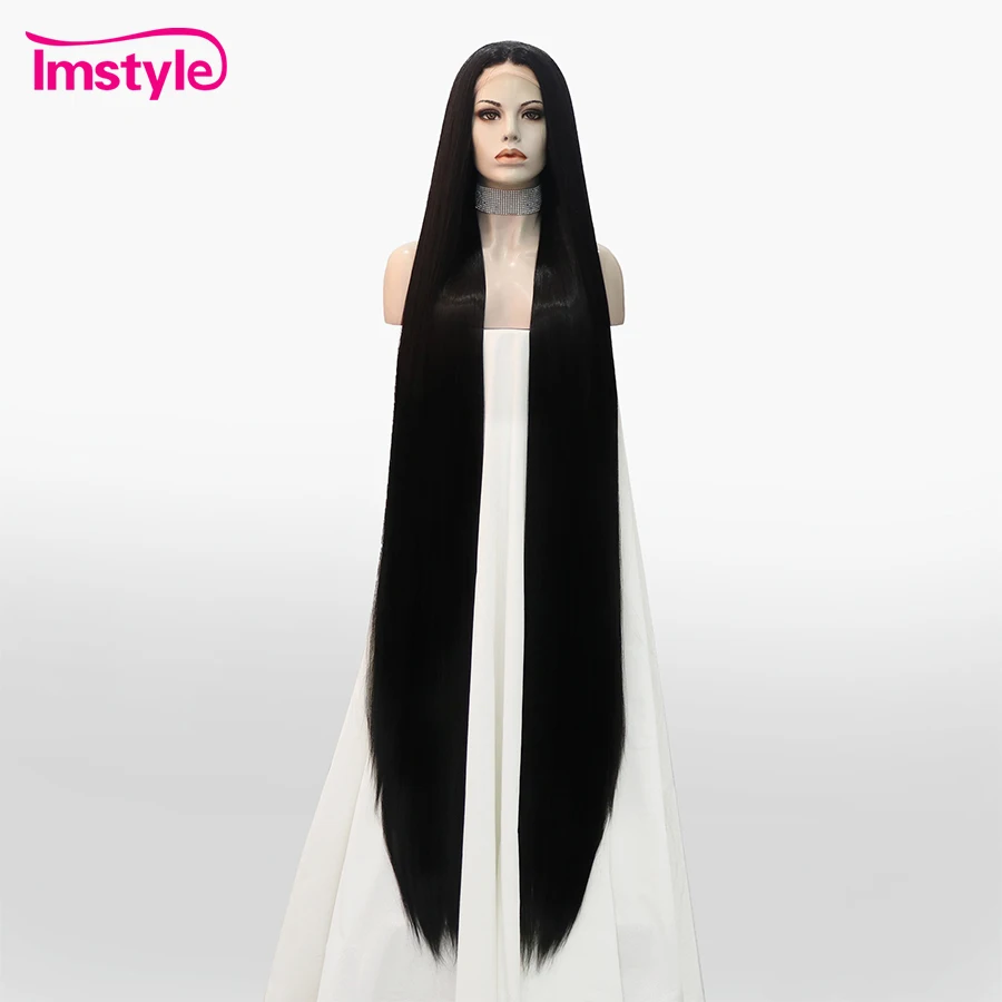 Imstyle 60'' Super Long Wig Synthetic Lace Front Wig Black Blonde Wigs For Women Heat Resistant Fiber Straight Hair Cosplay Wig