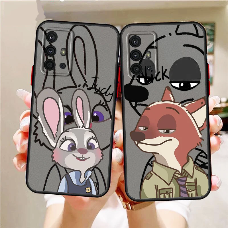 

Zootopia Disney Cute Lovers Frosted Translucent For Samsung Note 20 A35 A03 A54 A31 A22 A34 A14 A24 A04 A55 5G Back Phone Case