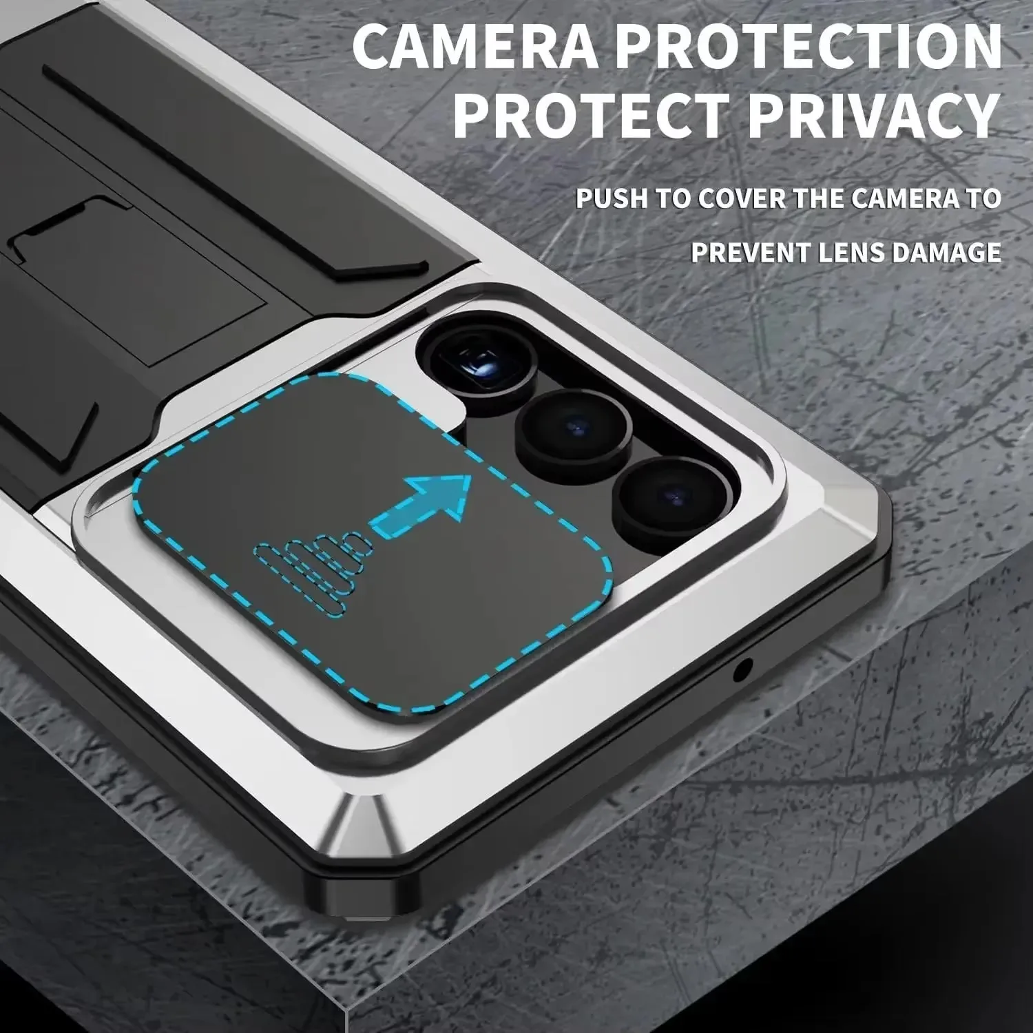 Aluminum Metal Armor Phone Case For Samsung S25 Ultra S25 Plus Rugged  Duty Shockproof Sliding Lens Cover Screen Protector S25
