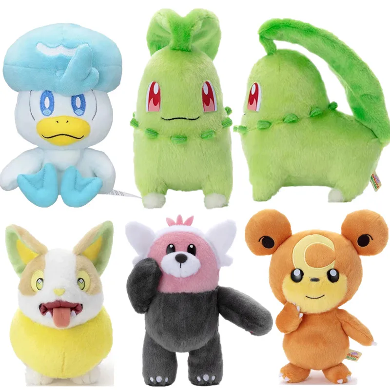 Cute Pokemon Peluche Bewear Quaxly Yamper Chikorita Teddiursa Game Animals Anime Figures Christmas Gifts Plush Toys For Kids