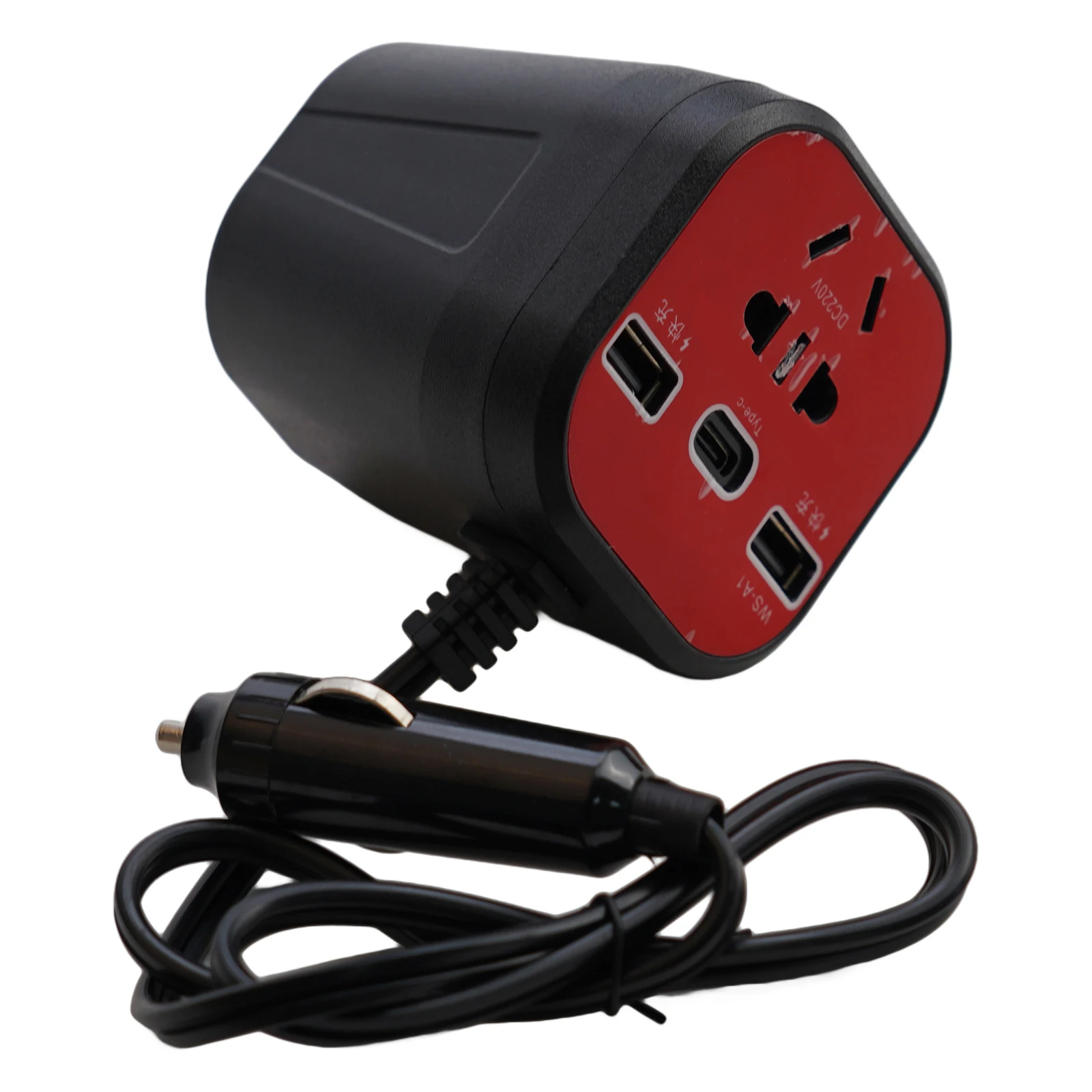 New Black ABS Charging Car Power Inverter Charger Led Display 3 USB Ports + Transformer Auto Part ABS Converter