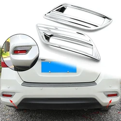 For Nissan Sentra 2016-2019 Seden Chrome Rear Bumper Fog Light Lamp Reflector Protect Cover Trim Molding Car Decoration