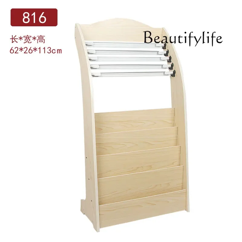 G45 Newspaper Rack Bookshelf Wooden Information Floor-to-ceiling Newspaper Magazine Rack Storage Publicity