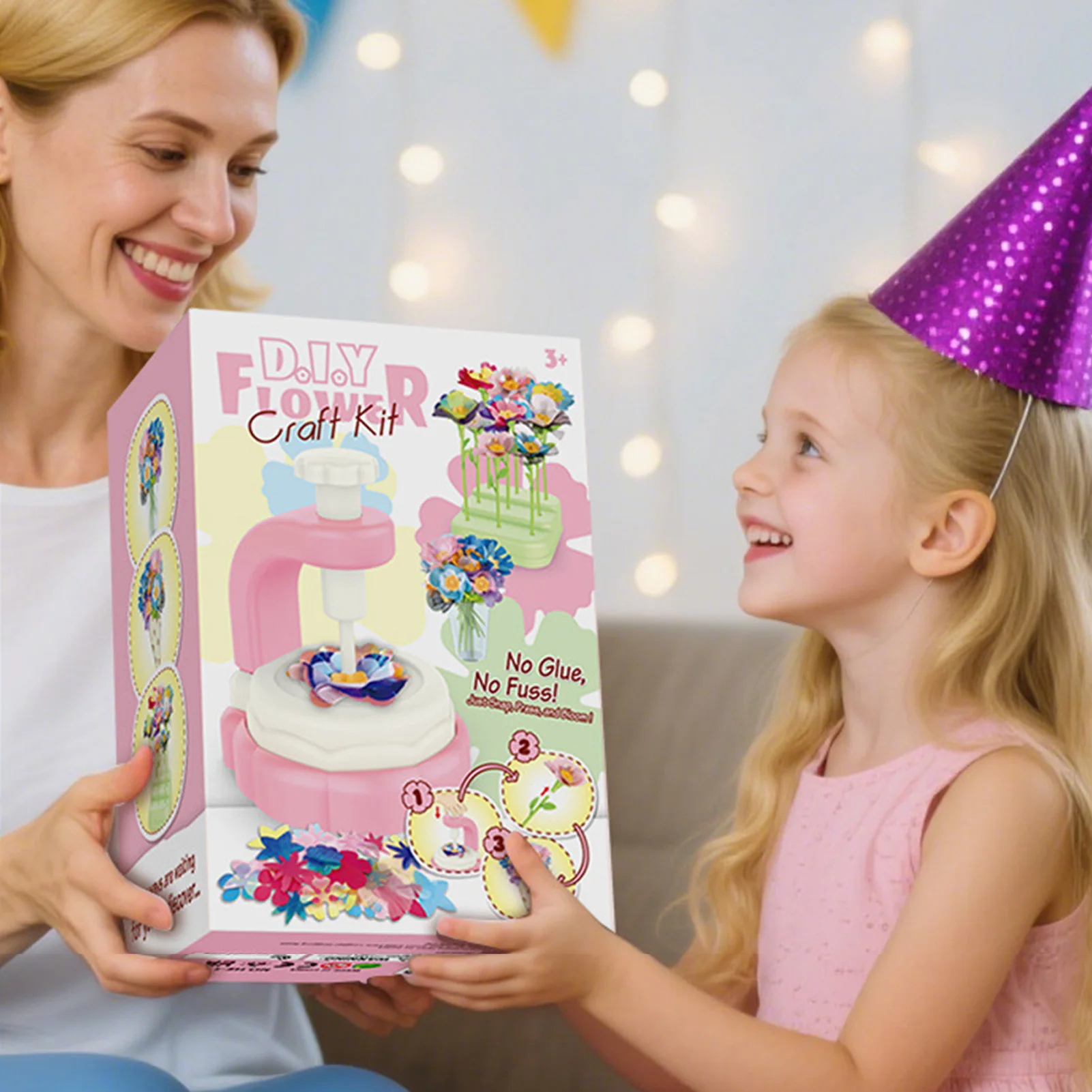 Kit de manualidades DIY para niños, ramo de flores artificiales, regalo de cumpleaños, juego de manualidades de flores hechas a mano con herramientas