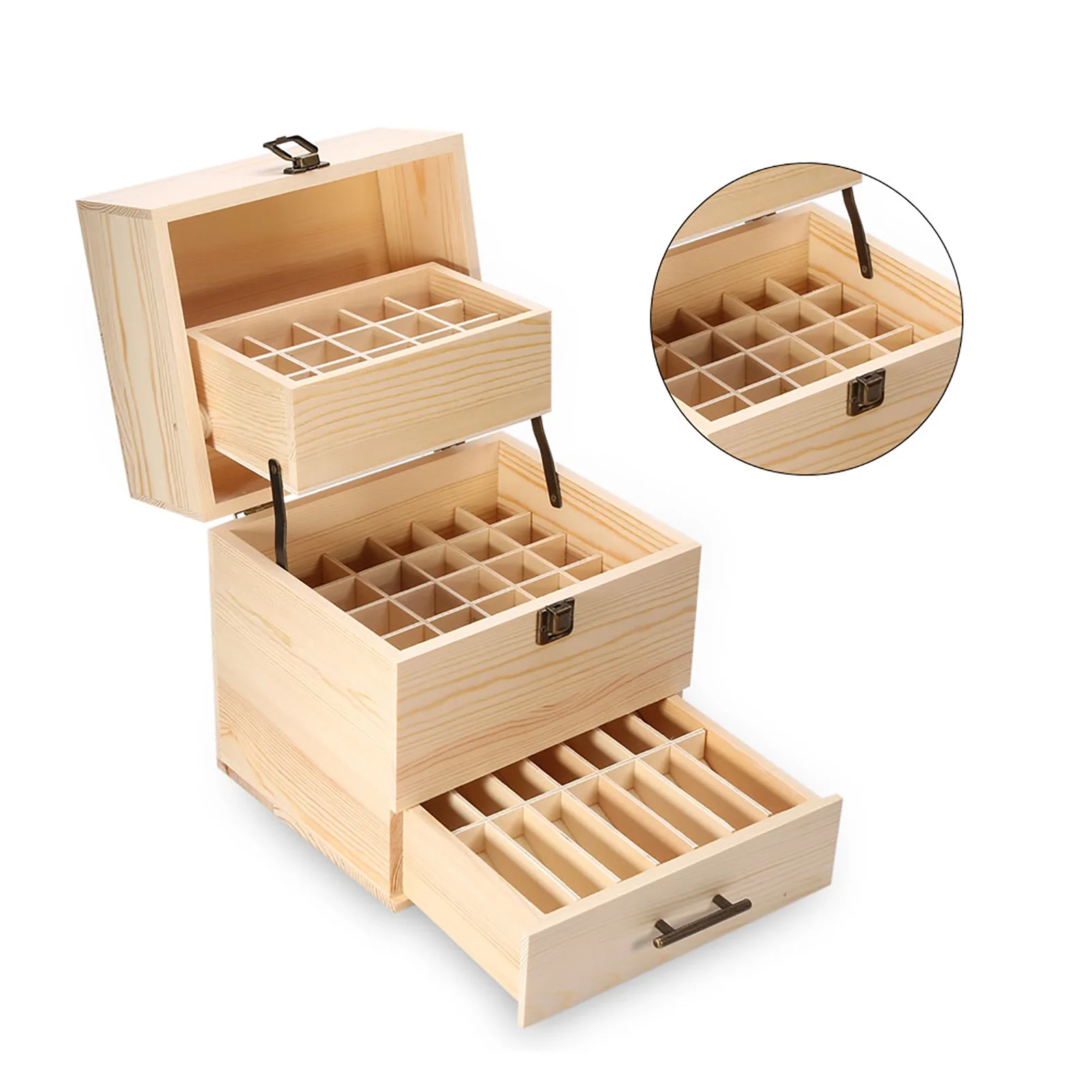 59Slots Essential Storage Box Wooden Oil Case Organizer Container Aromatherapy Wooden Essential Oil Storage Box