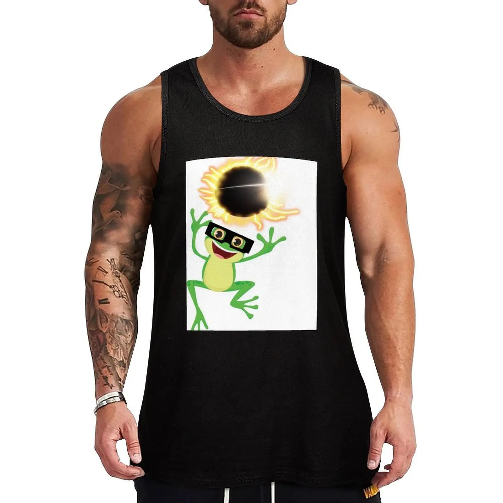 

solar eclipse frog Tank Top Bodybuilding shirt Muscle fit gym shirt man