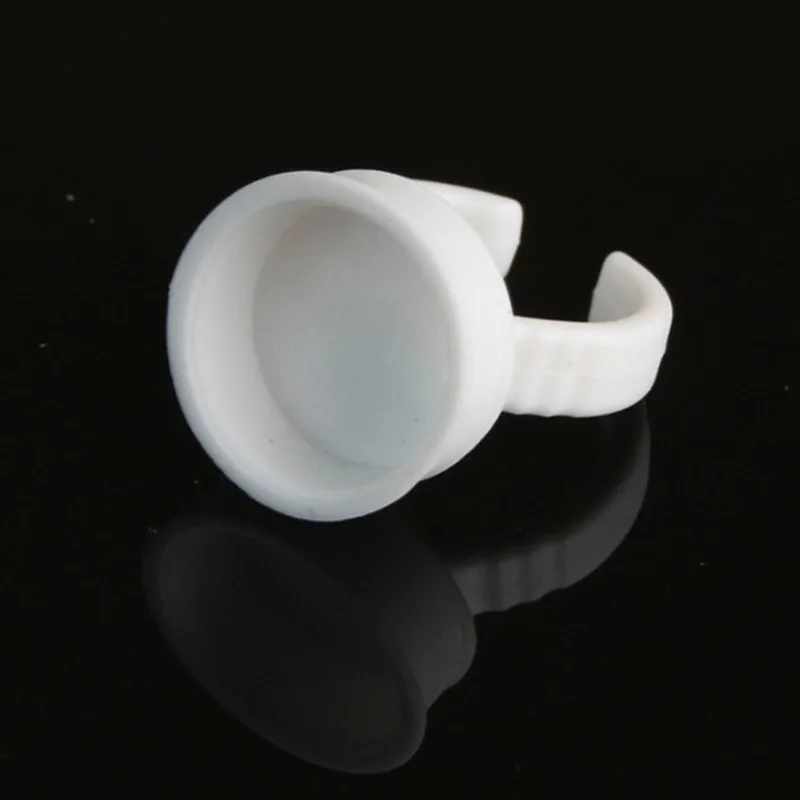 Anillo de plástico desechable para pestañas postizas, soporte de pegamento para pestañas postizas, contenedor de pegamento para pestañas, taza de maquillaje, S/M/L, 100 piezas